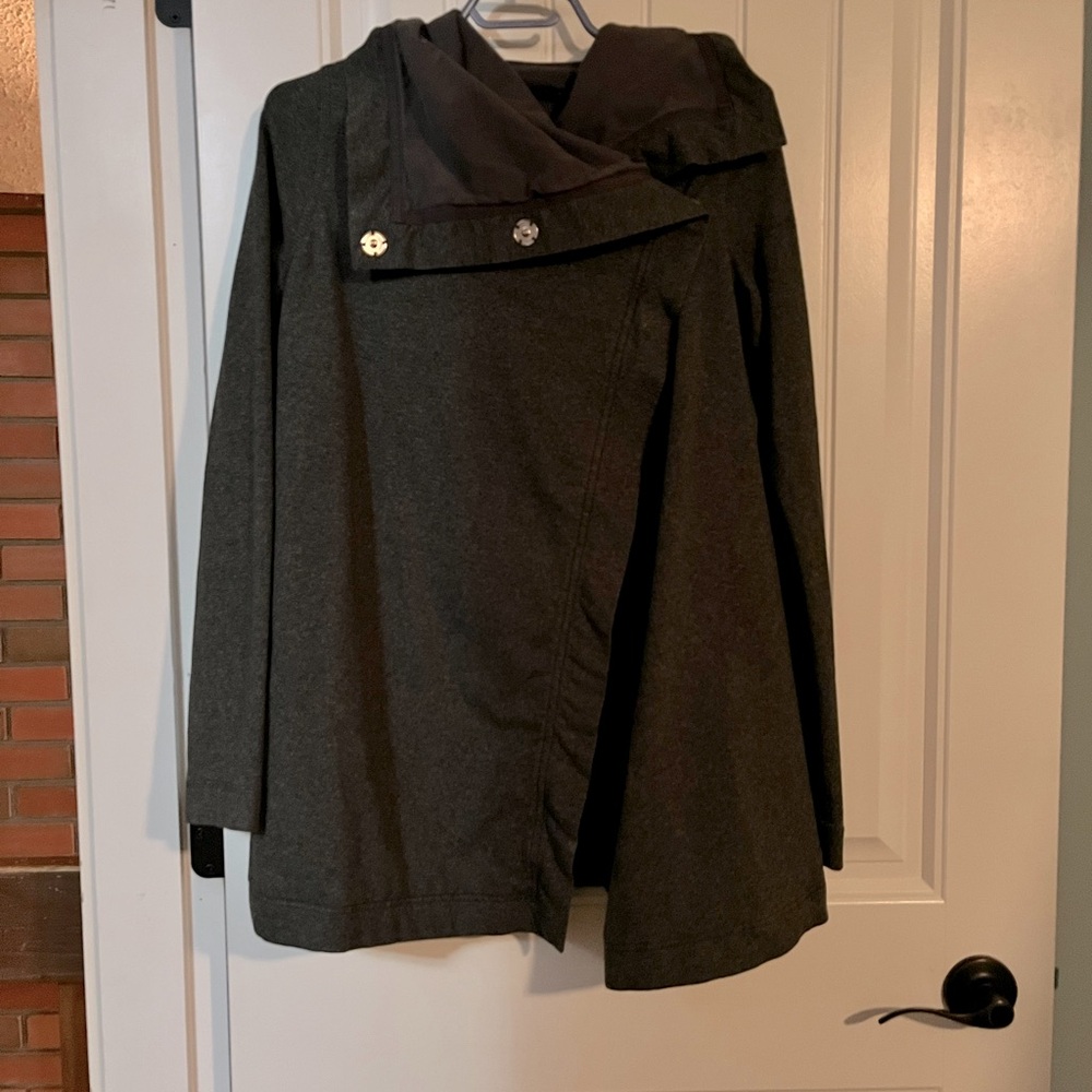 lululemon athletica dark gray hooded wrap coat